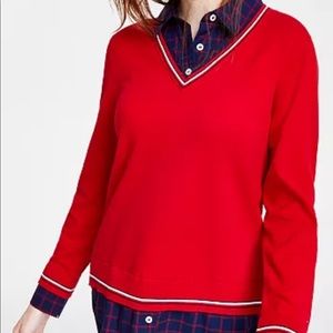 BRAND NEW, NEVER WORN Tommy Hilfiger layered stripe sweater/shirt combo.